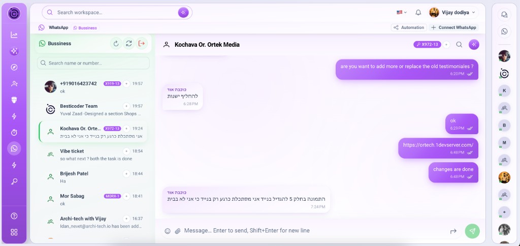 WhatsApp and Email inside your CRM — one place for every customer thread